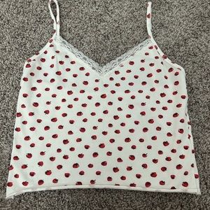 Brandy Melville strawberry lace tank top